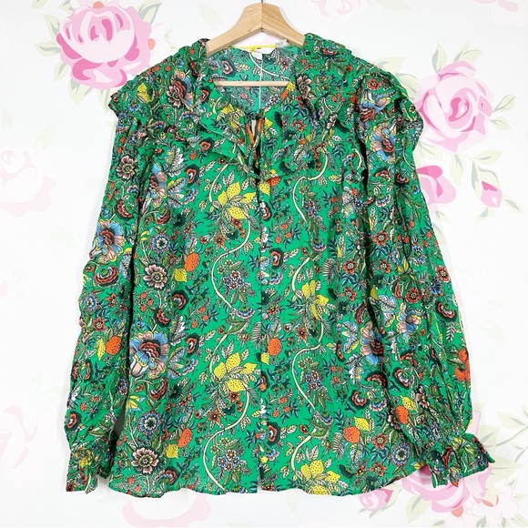 NEW Boden Floral Gloriuos British Style Green Blouse 20 22 - Picture 1 of 9